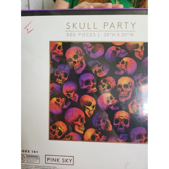 Halloween Puzzle Skull Party 500 Piece Purple Orange Spooky Jigsaw Hobby Decor - Picture 5 of 6
